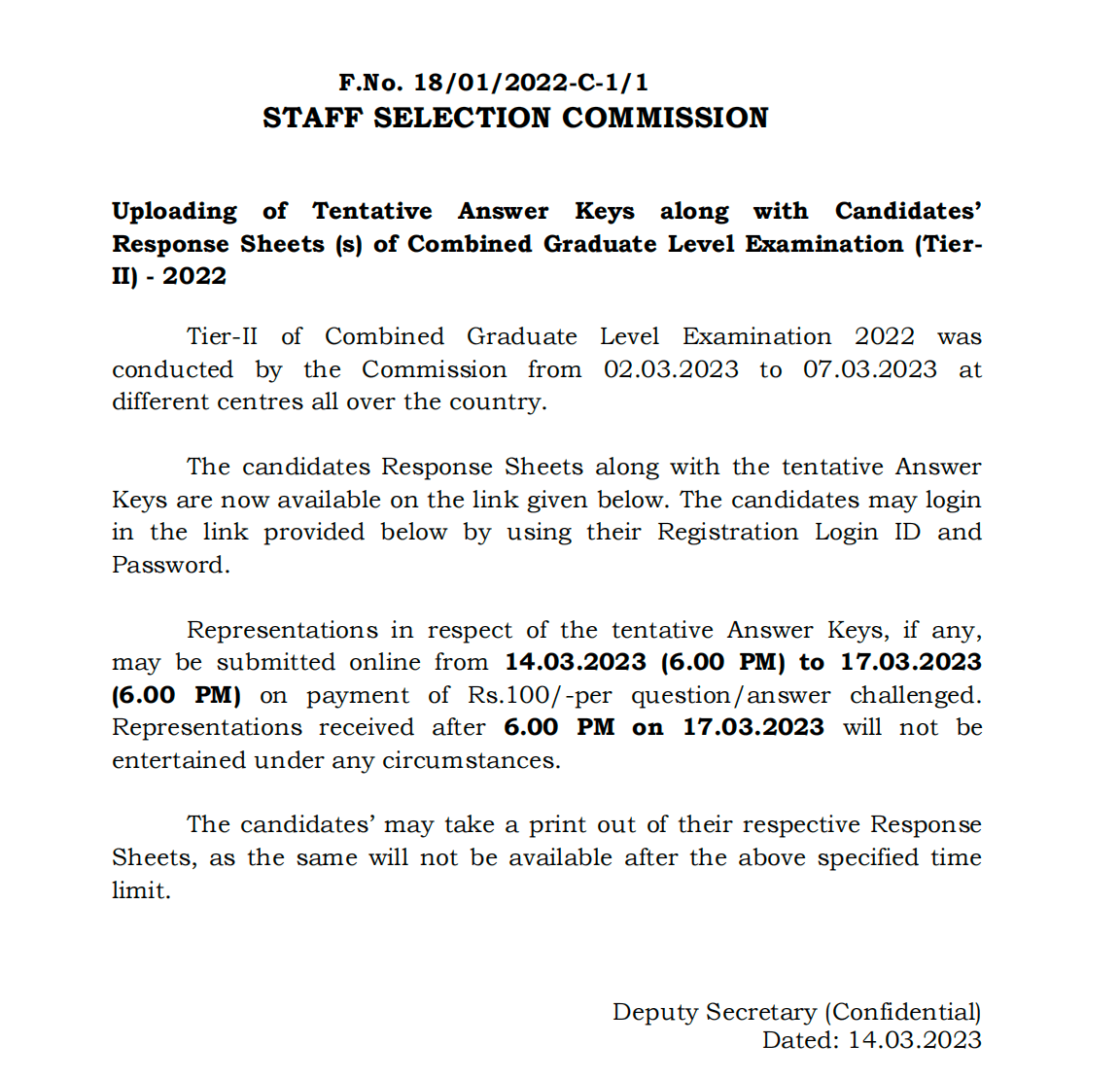 SSC CGL Tier 2 Answer Key 2023