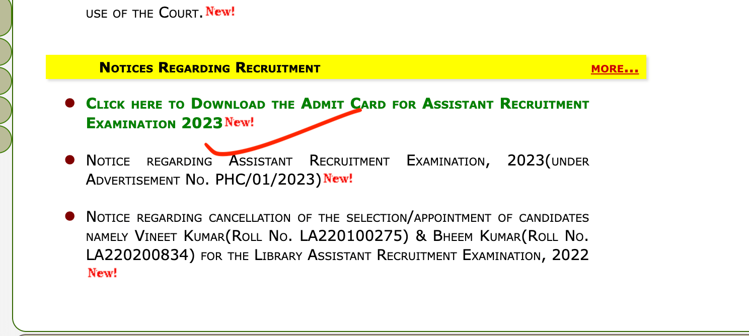 Patna High Court Admit Card 2023