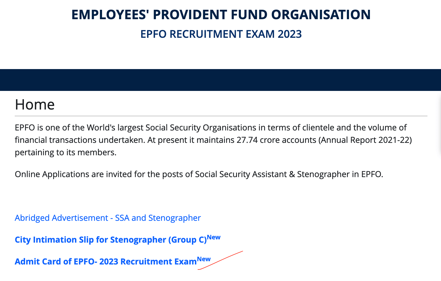 EPFO Stenographer Admit Card 2023 Out, Download EPFO Steno Hall Ticket_4.1