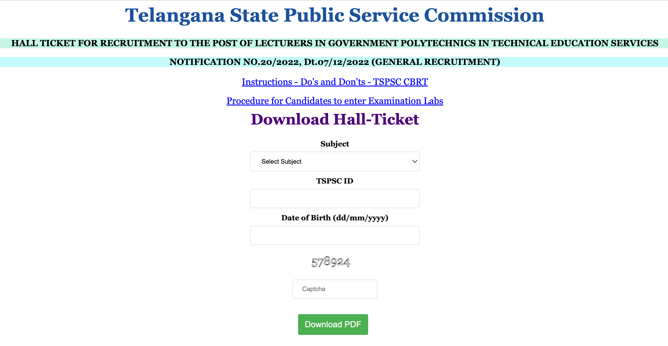 TSPSC Polytechnic Lecturer Hall Ticket 2023 Out, Download Link_4.1