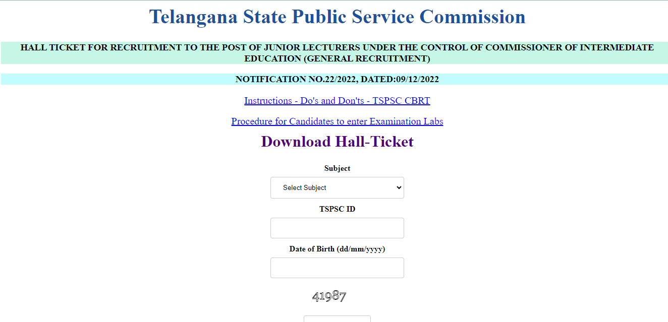 TSPSC Junior Lecturer Hall Ticket 2023 Out, Admit Card Download Link_4.1