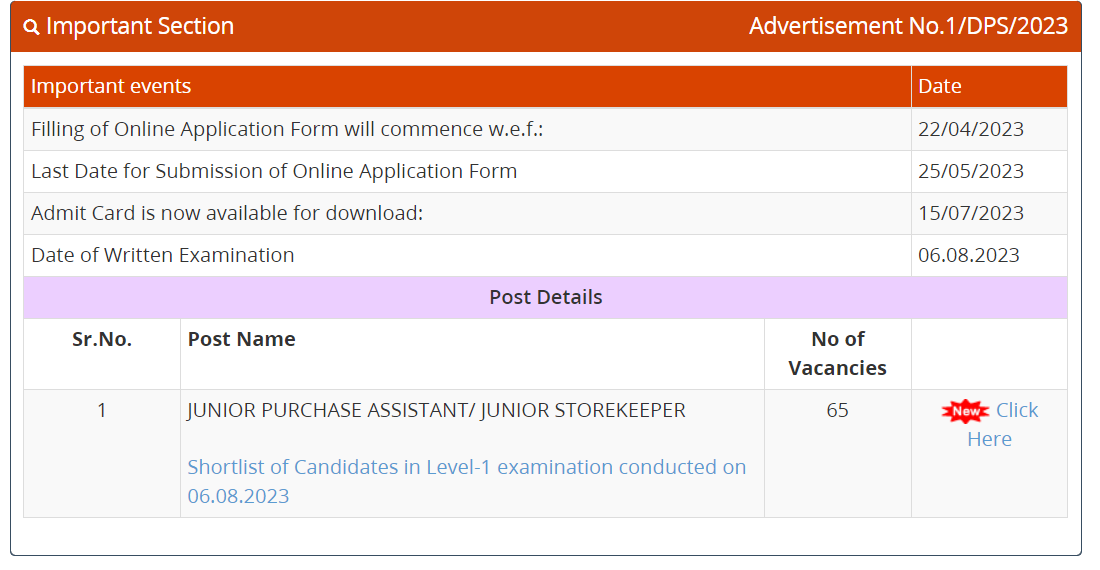 DPS DAE Result 2023 Out, Jr. Purchase Assistant Merit List PDF_4.1