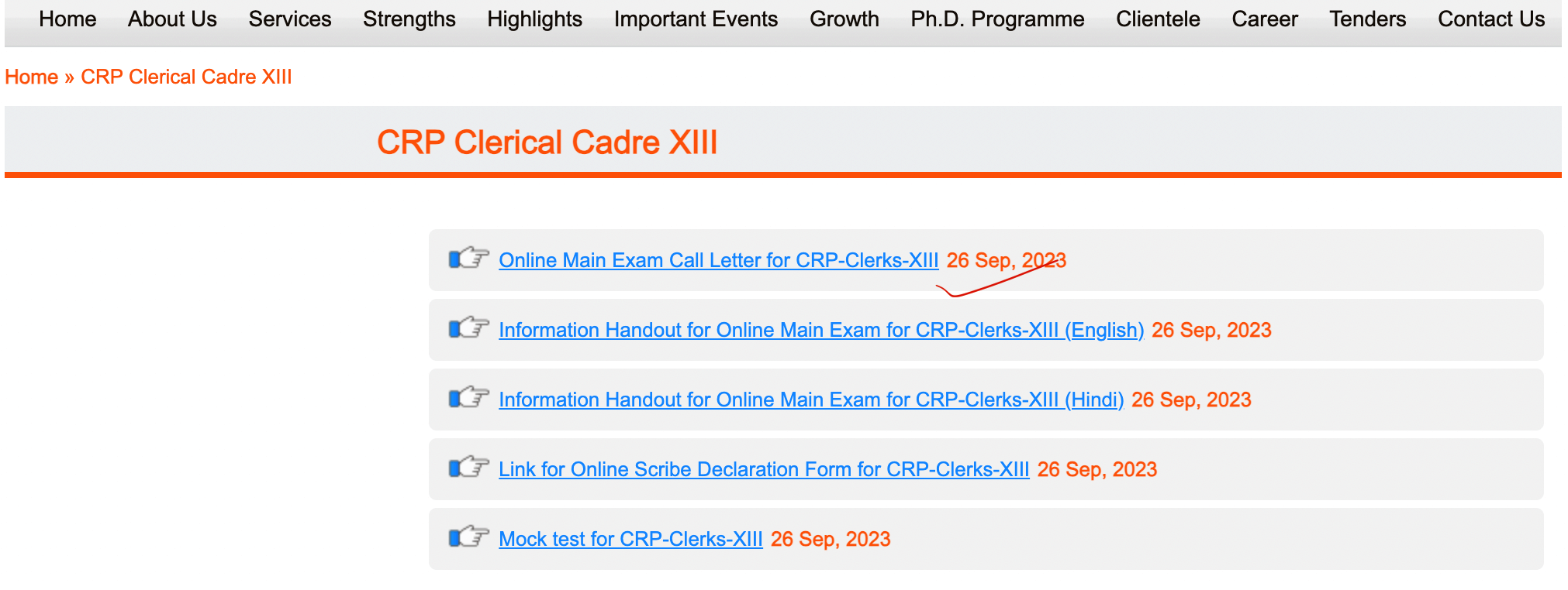 IBPS Clerk mains Admit Card 2023