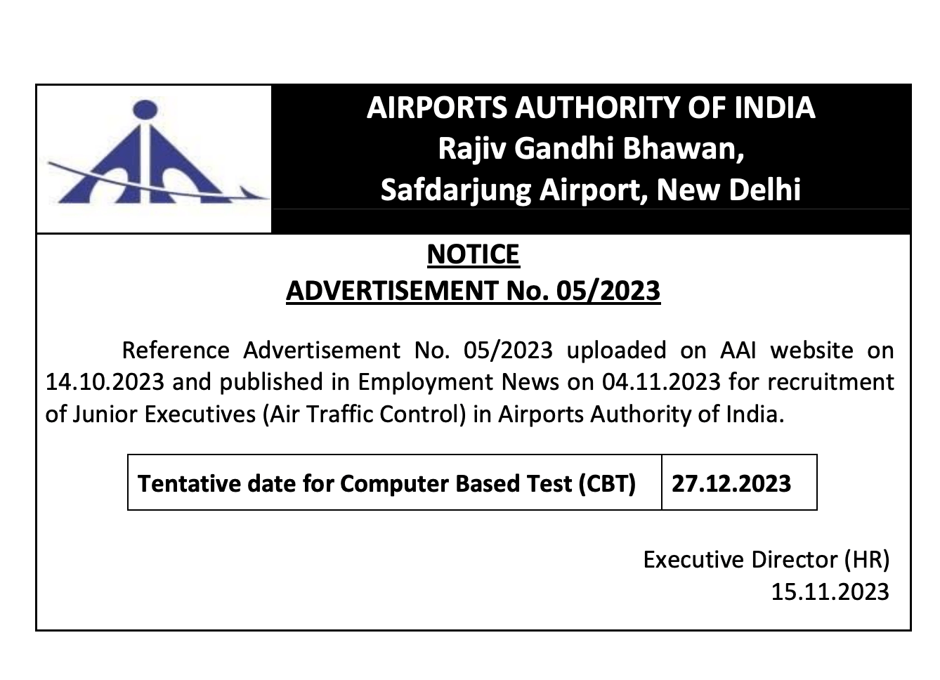 AAI ATC Exam Date 2023 Out, Junior Executive Exam Schedule_3.1