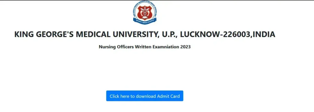 kmg nursing admit card
