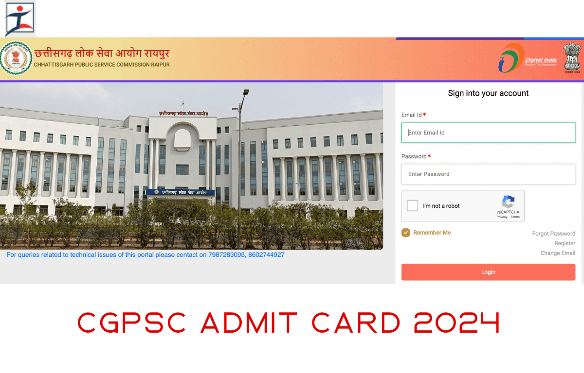 CGPSC Admit Card 2024