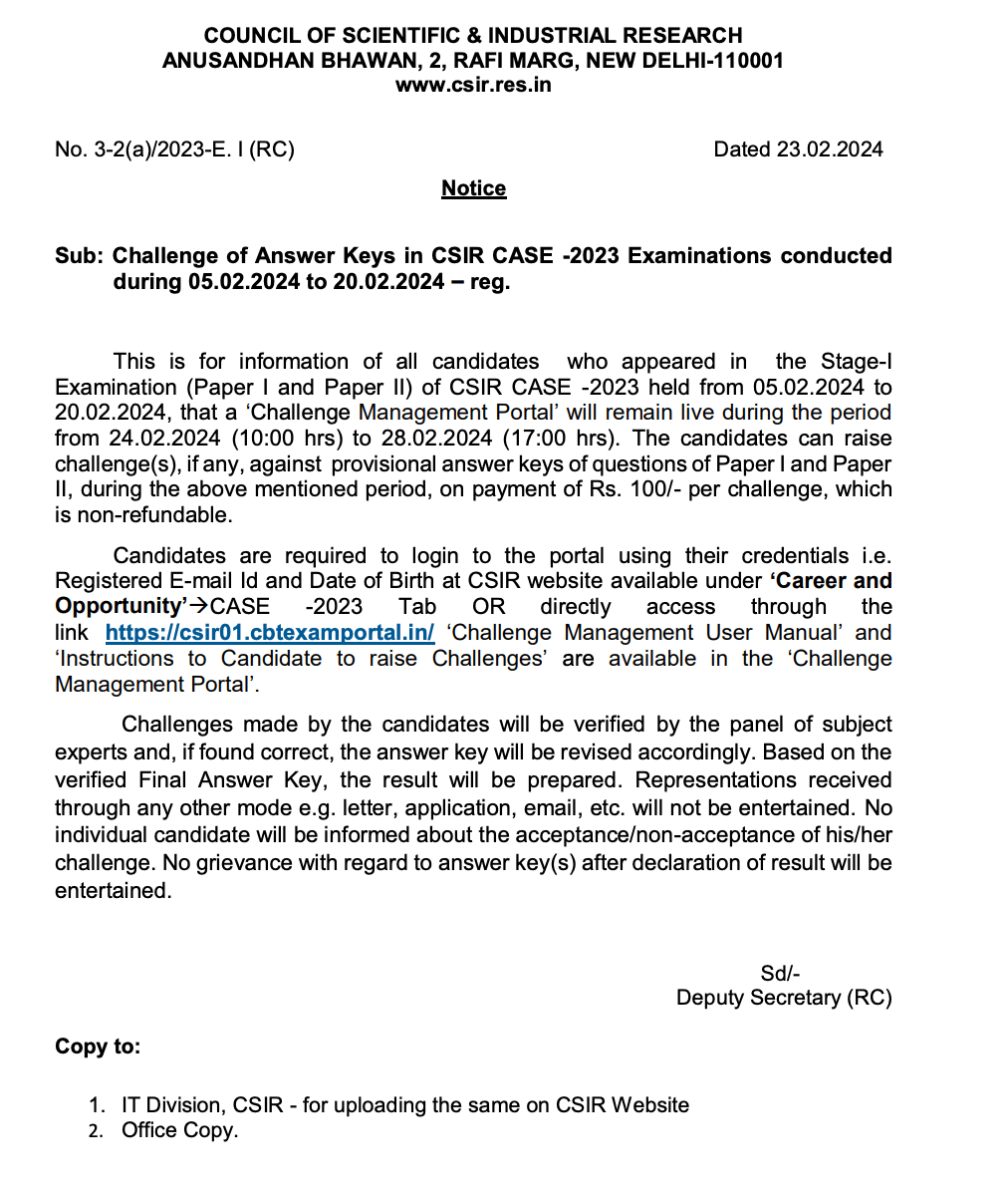CSIR CASE SO ASO Answer Key 2024 Out, Download Answer Sheet_3.1
