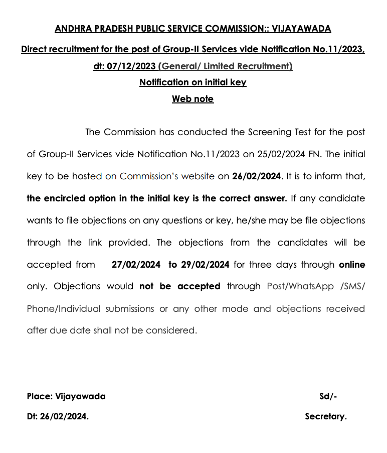 APPSC Group 2 Answer Key 2024 Out, Prelims Response Sheet_3.1
