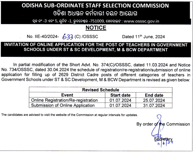 OSSSC Teacher Notification 2024 Out for 2629 TGT and Other Posts_3.1