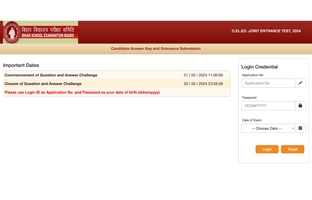 Bihar Deled Answer Key 2024