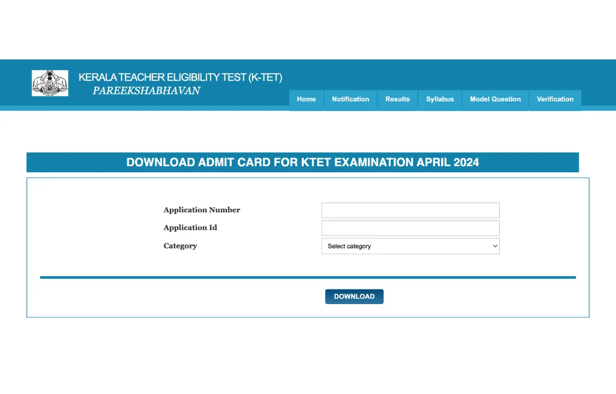 Kerala TET Hall Ticket 2024 Download