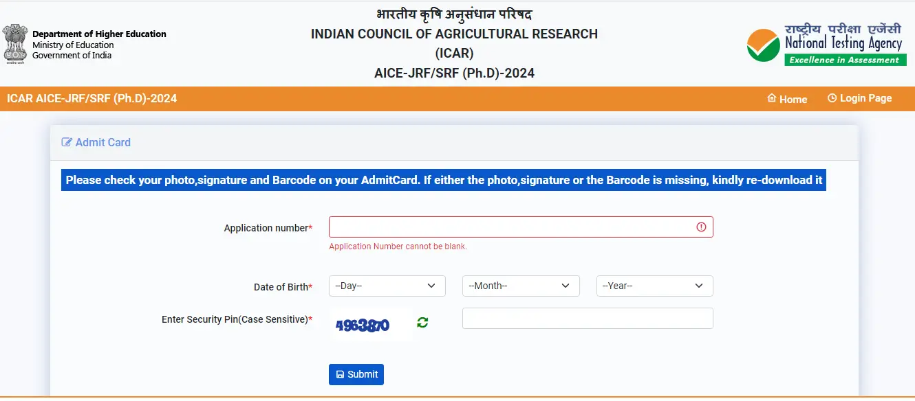 ICAR AICE JRF Admit Card 2024