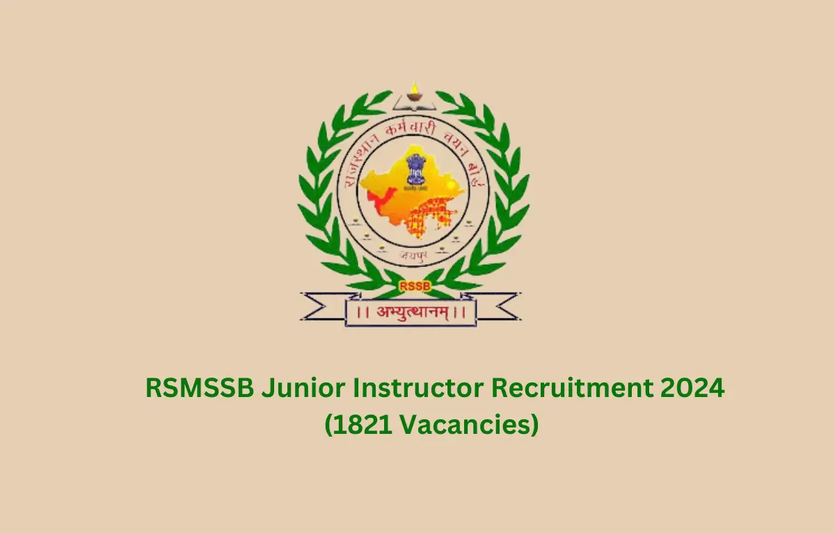 RSMSSB Junior Instructor Recruitment 2024