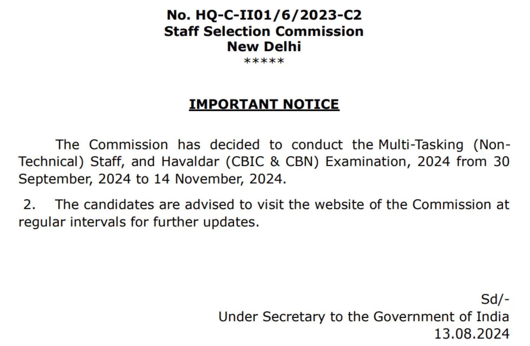 SSC MTS Admit Card 2024 Exam Date (OUT), Regionwise Download Link