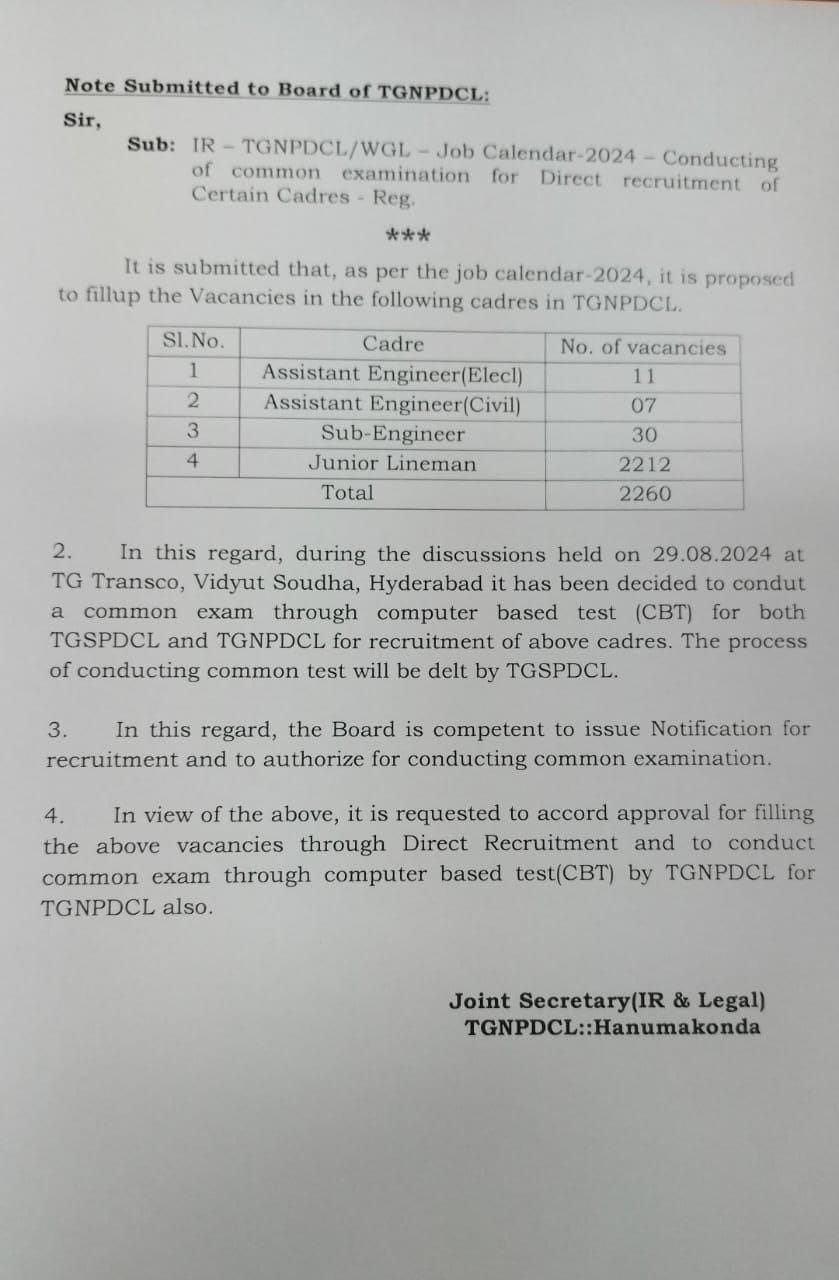 TGNPDCL Recruitment 2024 Notification Out, 2260 JLM & Other Vacancies_3.1