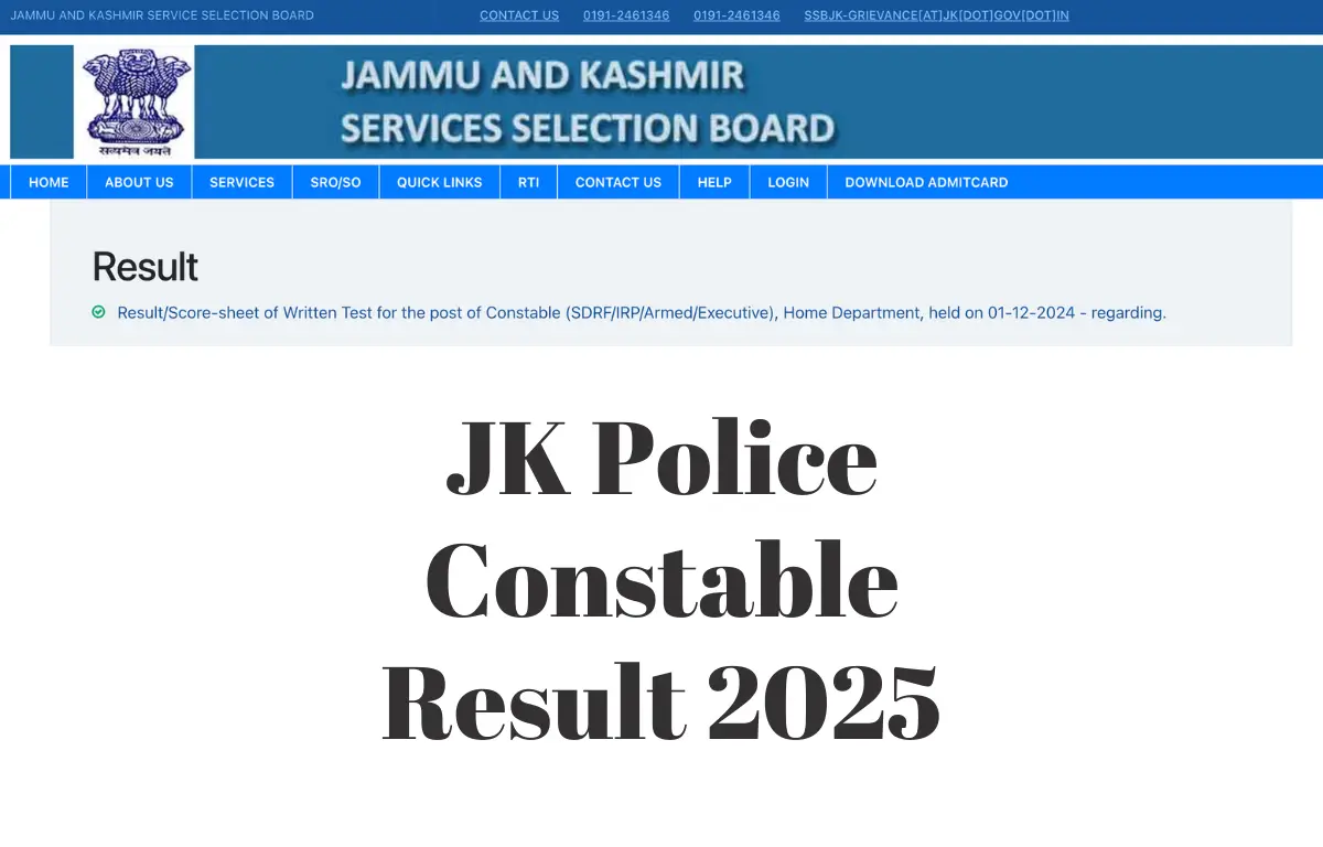 JK Police Constable Result 2025