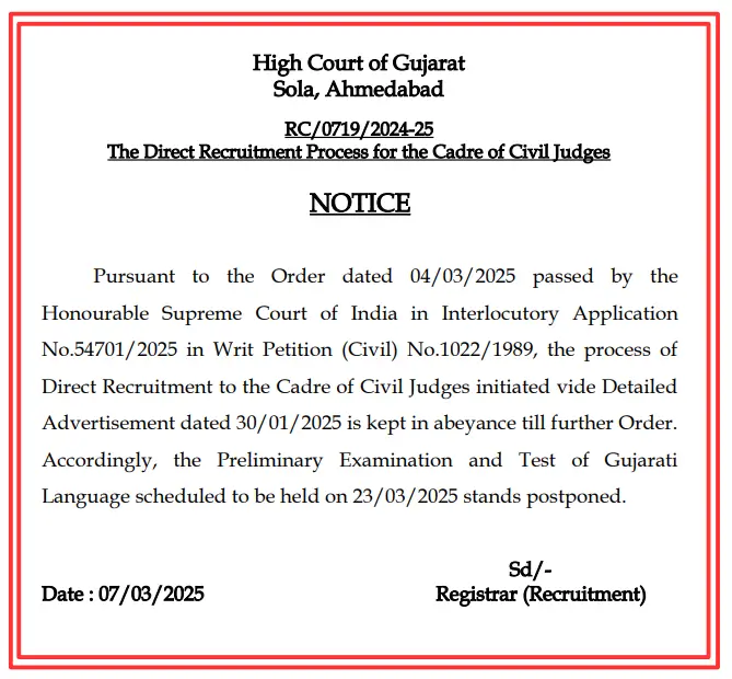 Gujarat High Court Civil Judge Exam Date 2025 Postponed, New Schedule Soon_3.1