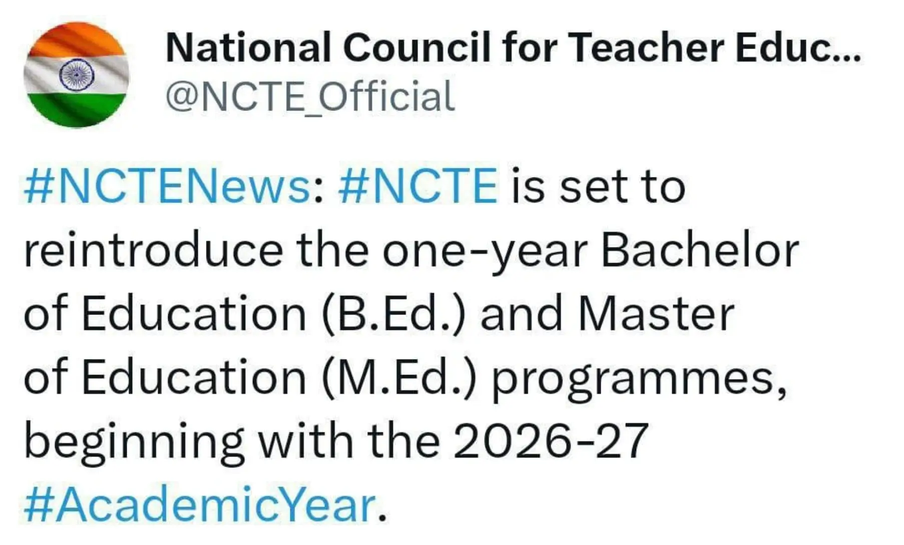 NCTE To Reintroduce One Year B.Ed Programme from 2026_3.1