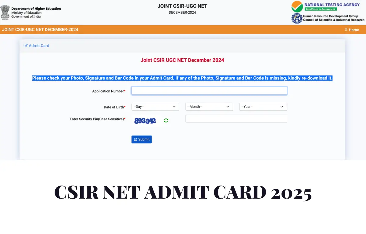CSIR NET Admit Card 2025