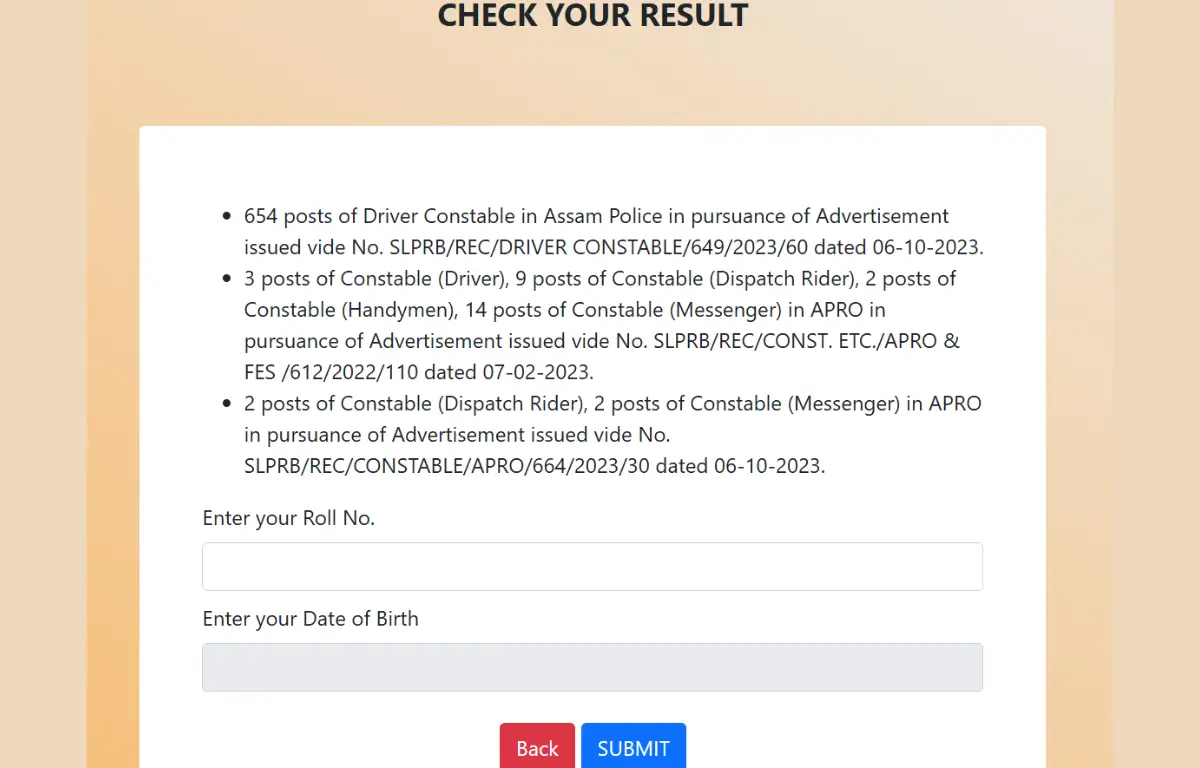 Assam Police Driver Constable Result 2025