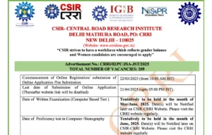 Delhi CSIR CRRI Recruitment 2025