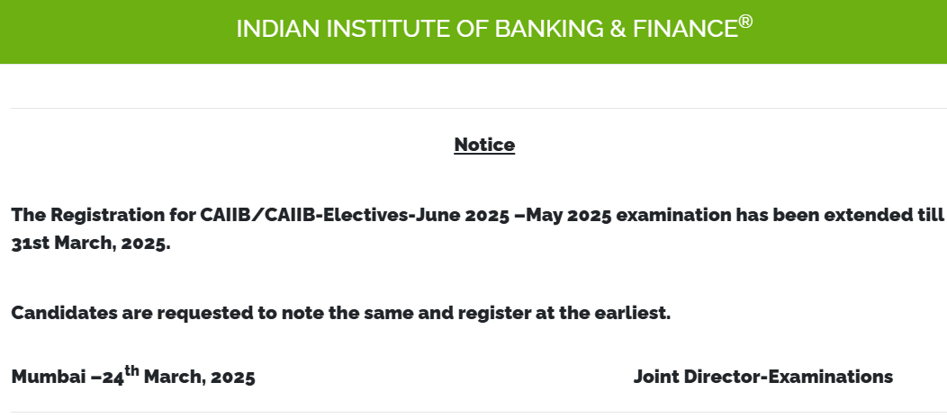IIBF CAIIB Registration 2025 for June Cycle, Last Date Extended till 31 March_3.1
