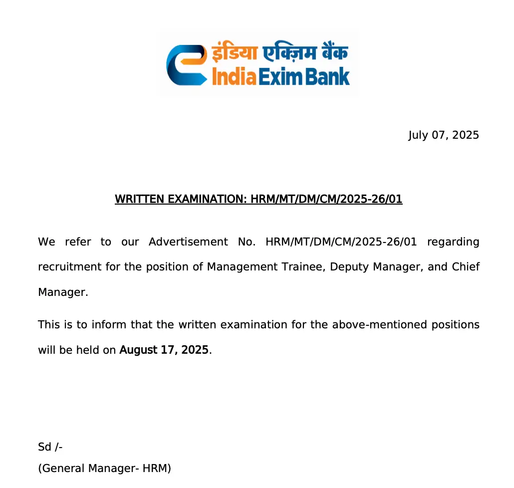 Exim Bank Exam Date 2025 Out, Official Notice, Exam Pattern_3.1