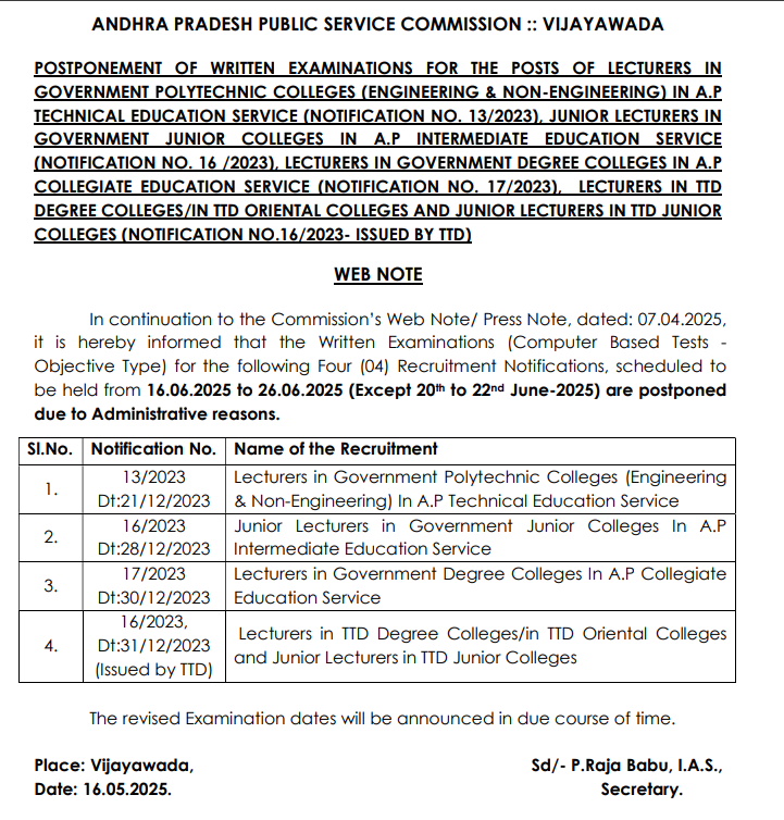 APPSC Lecturer Exam Date 2025 Postponed, New Exam Schedule Soon_3.1