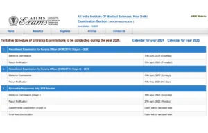 AIIMS Exam Calendar 2026