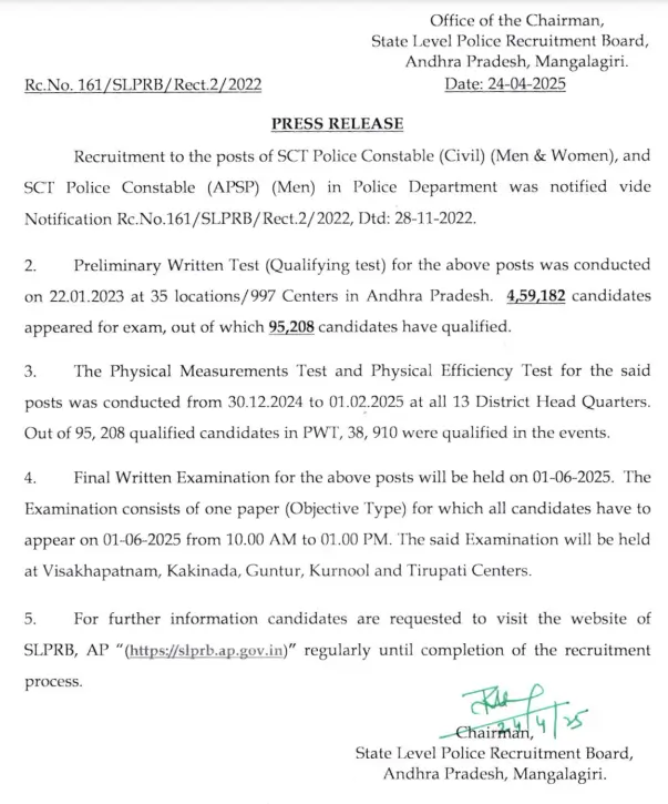 AP Police Constable Final Written Exam Date 2025 Out, Exam on 1 June_3.1