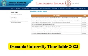 Osmania University Time Table 2025