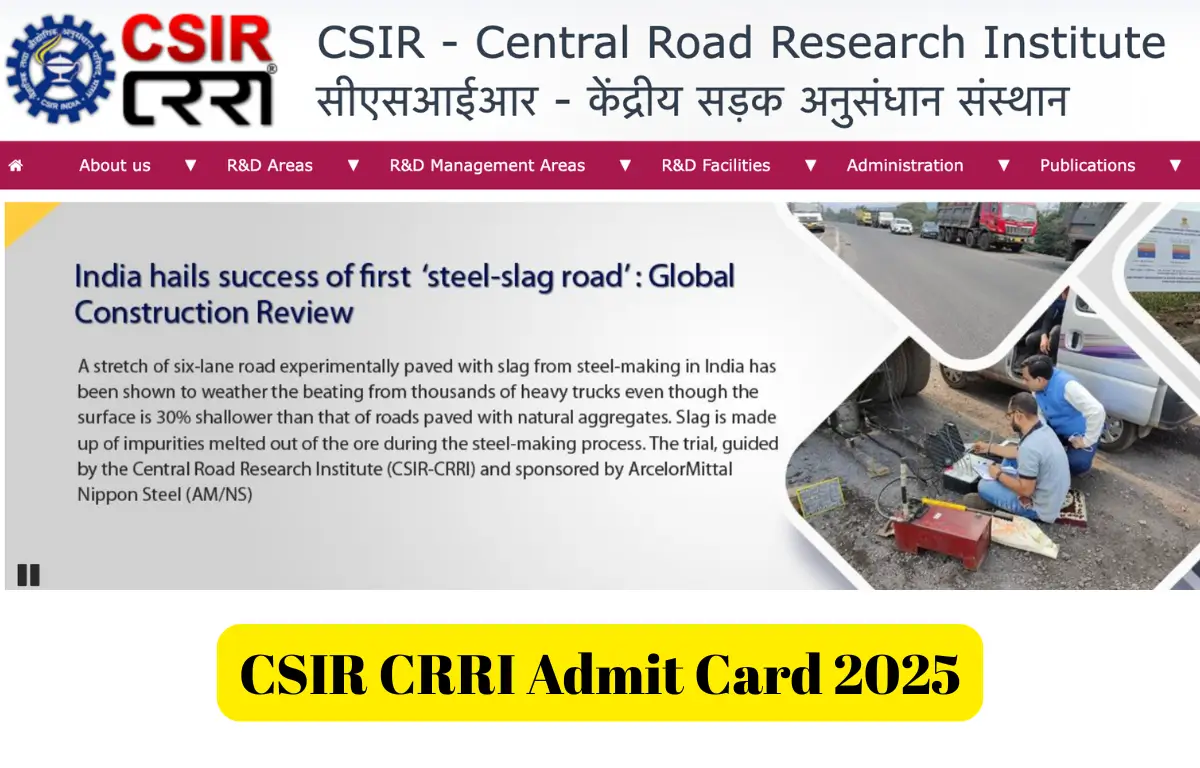 CSIR CRRI Admit Card 2025