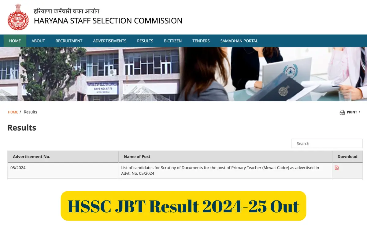 HSSC JBT Result