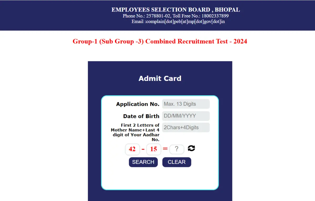 MPESB Group 1 Admit Card 2025