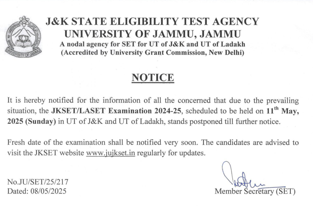 JKSET Admit Card 2025, Exam Postponed, New Schedule Soon_3.1
