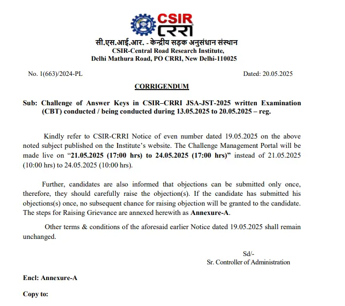 CSIR CRRI Answer Key 2025 Out for JSA & Stenographer Exam, Direct Link Here_3.1