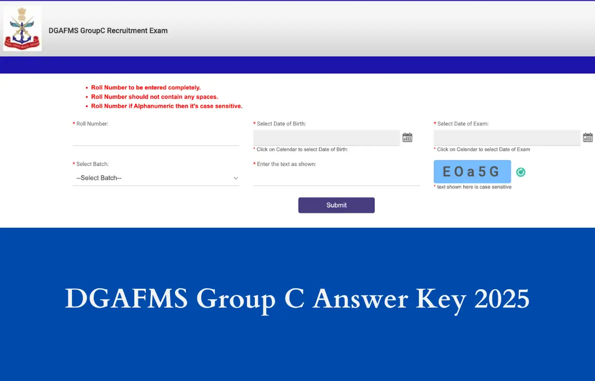 DGAFMS Answer Key 2025