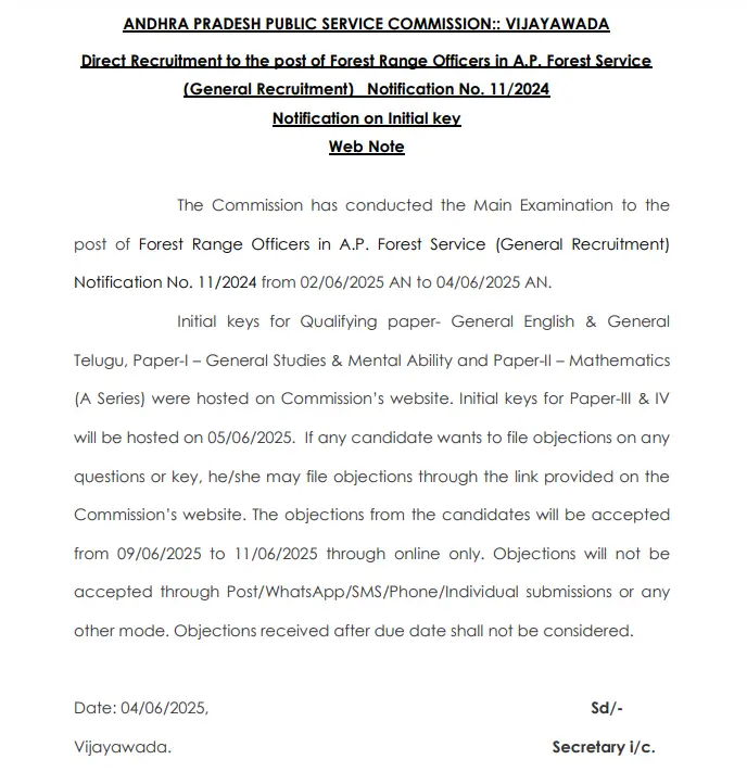 APPSC FRO Mains Answer Key 2025 Out, Response Sheet PDF_3.1