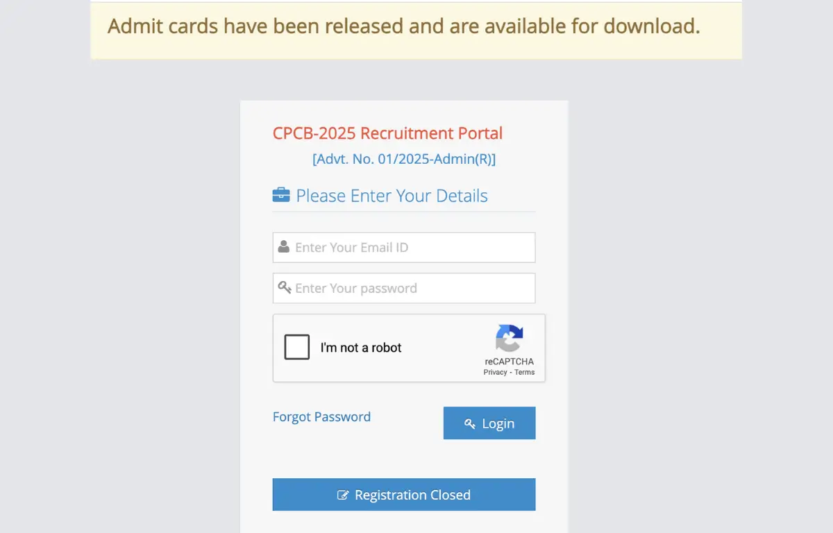 CPCB Admit Card 2025