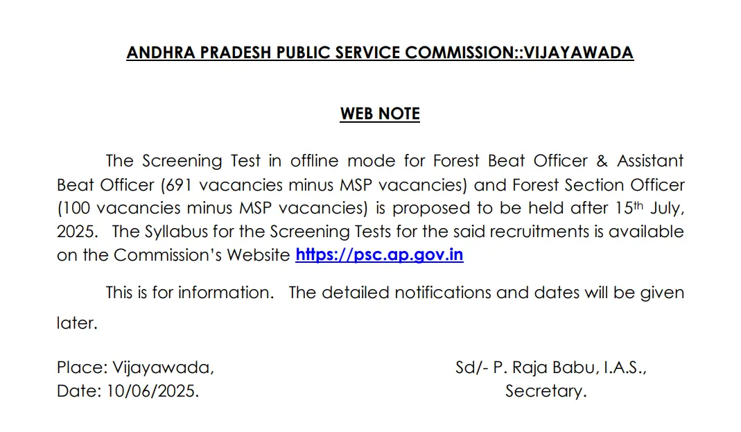 APPSC Forest Beat Officer Recruitment 2025 Exam Date Out, 791 FBO, ABO and FSO Vacancies_3.1