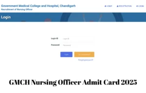 GMCH Nursing officer admit card 2025