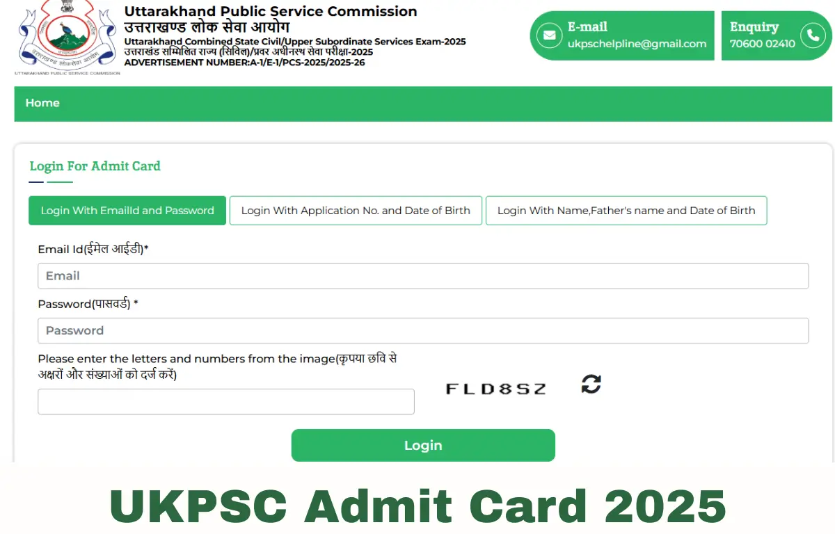 UKPSC Admit Card 2025