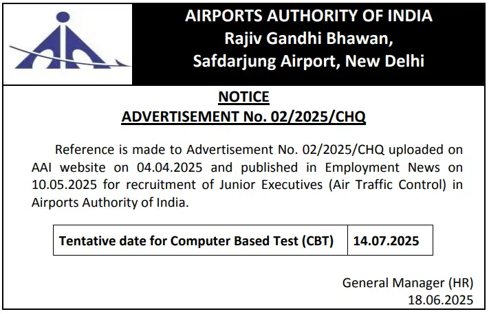 AAI ATC Exam Date 2025 Out (Official Notice), 309 Junior Executive Vacancies_3.1