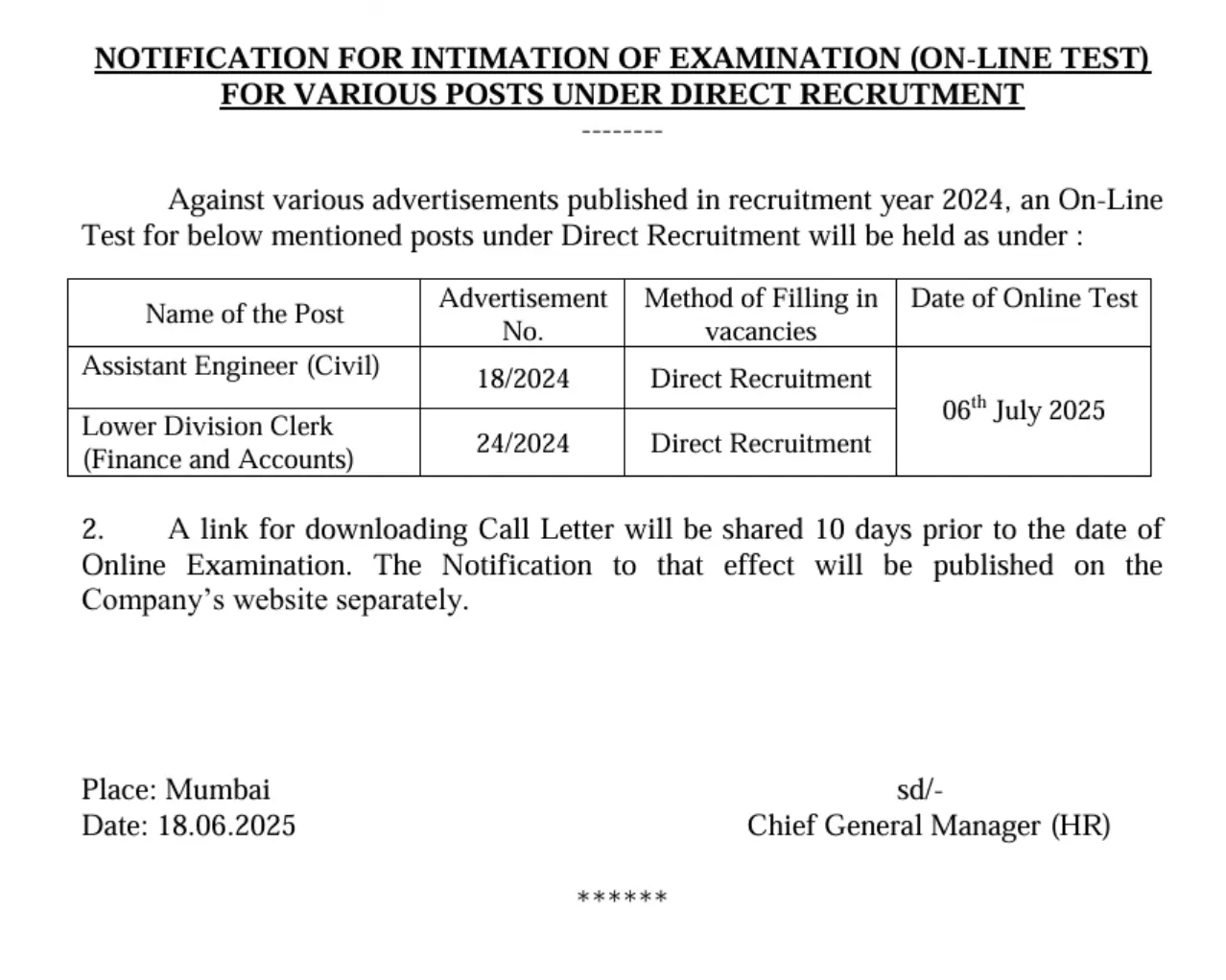 MAHATRANSCO Exam Date 2025 Out, LDC & AE Exam Schedule (Official)_3.1