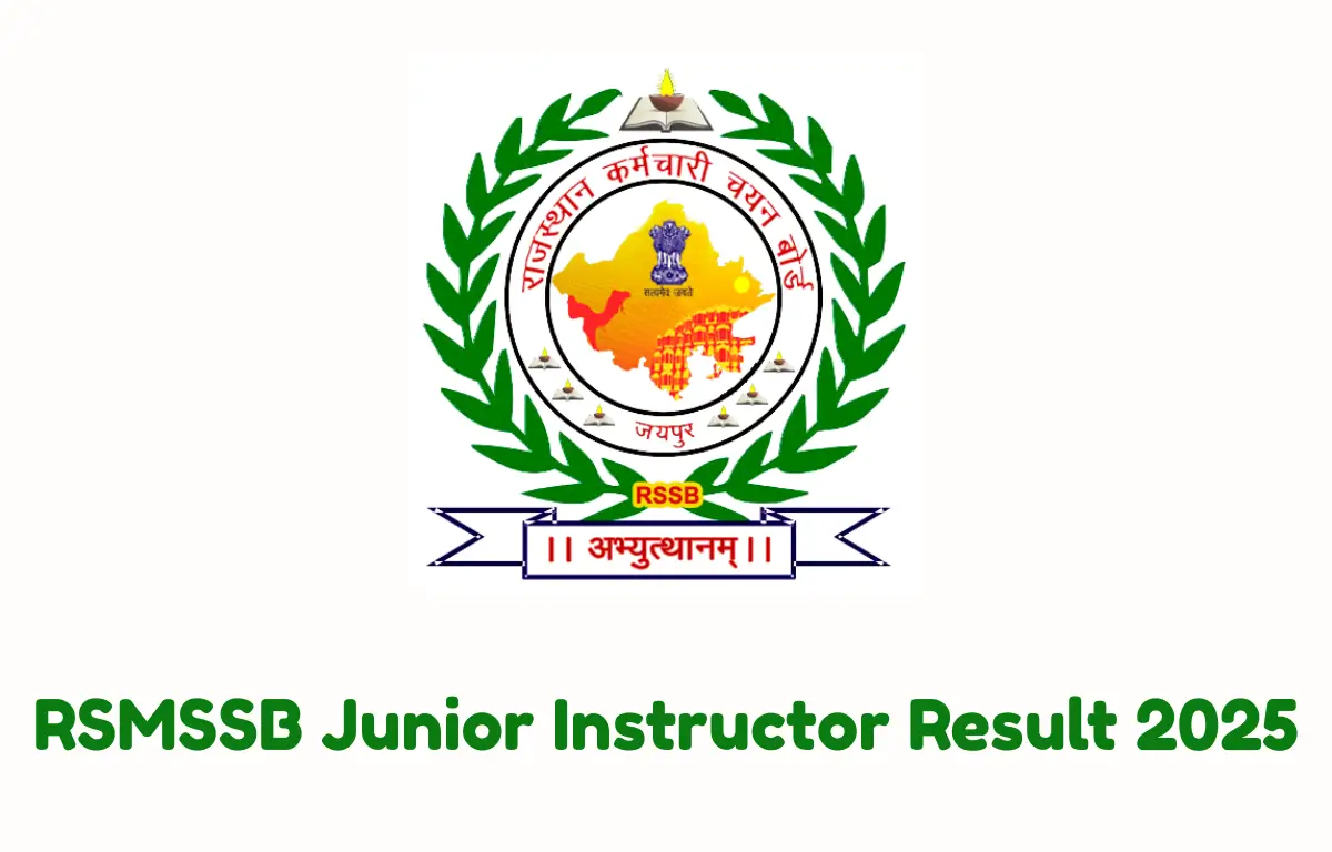 RSMSSB Junior Instructor Result 2025