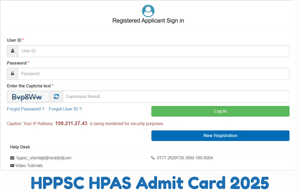 HPPSC HPAS Admit Card 2025