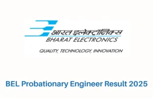 BEL Probationary Engineer Result 2025
