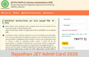 Rajasthan JET Admit Card 2025