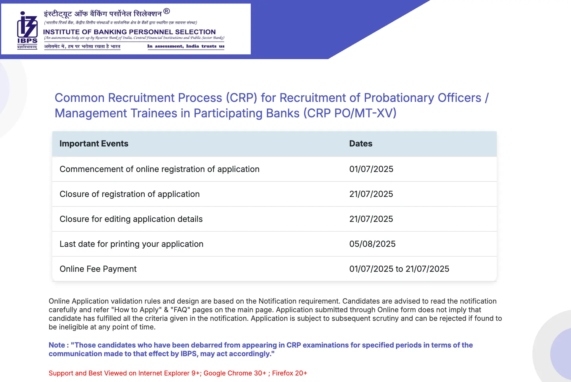 IBPS PO Apply Online 2025