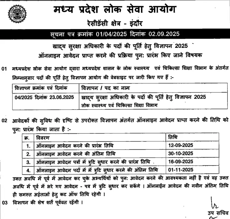 MPPSC Food Safety Officer Recruitment 2025, Apply Online Starts for 67 Vacancies_3.1